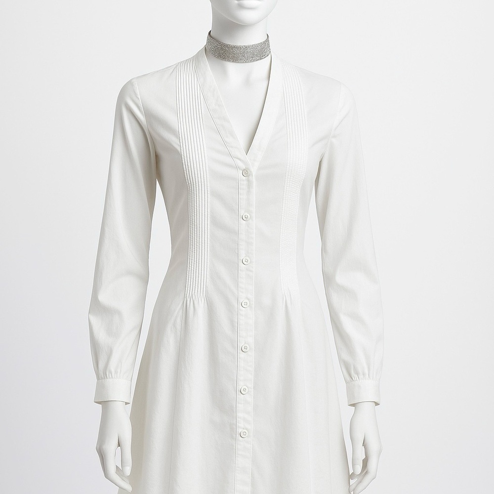 Rag & Bone Cotton ButtonDown Pintuck Pleated Tuxedo Tunic Long Sleeve Mini Dress - Picture 7 of 14
